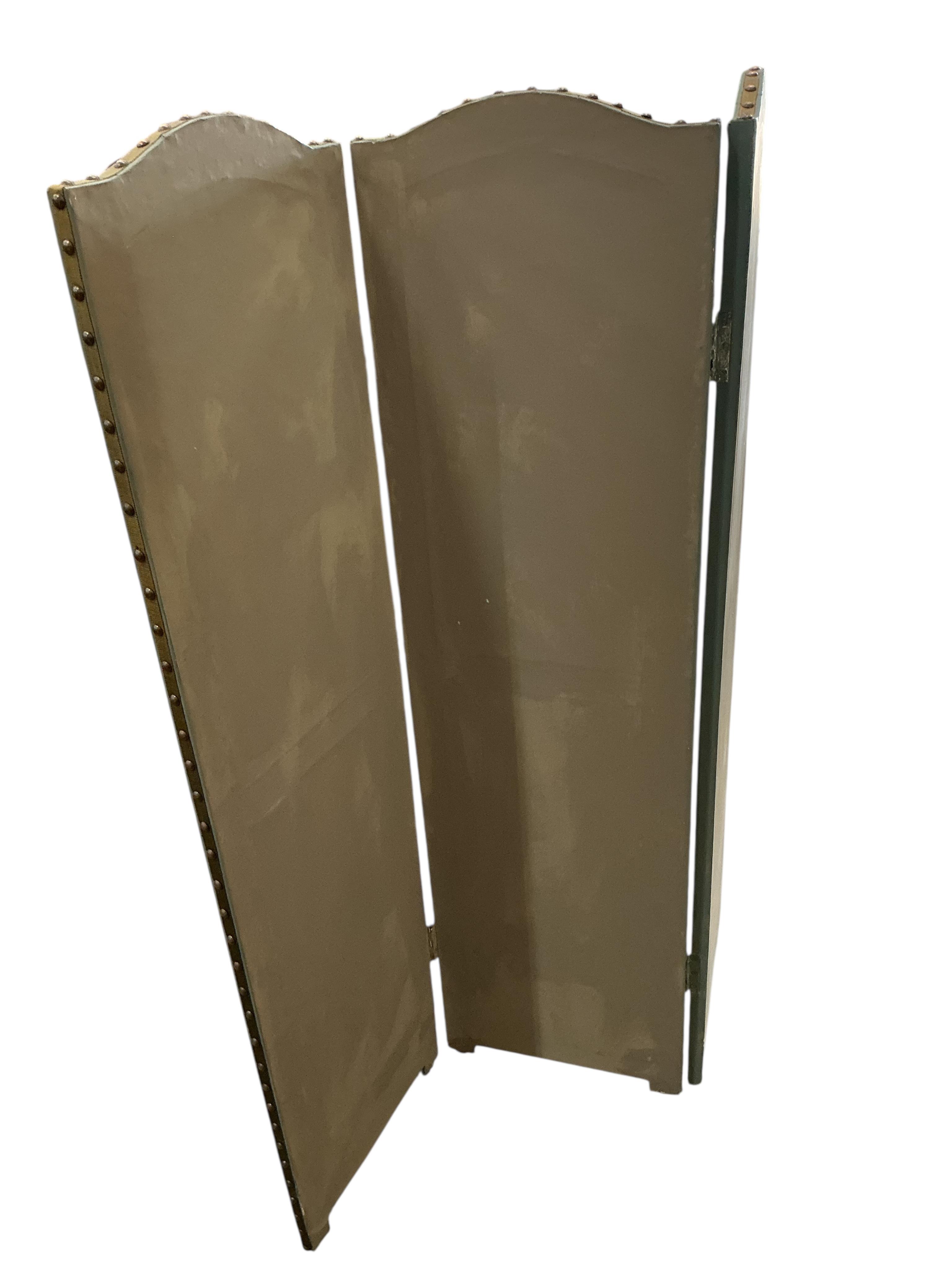 A three-fold faux book spine inset screen, each panel width 34cm, height 124cm